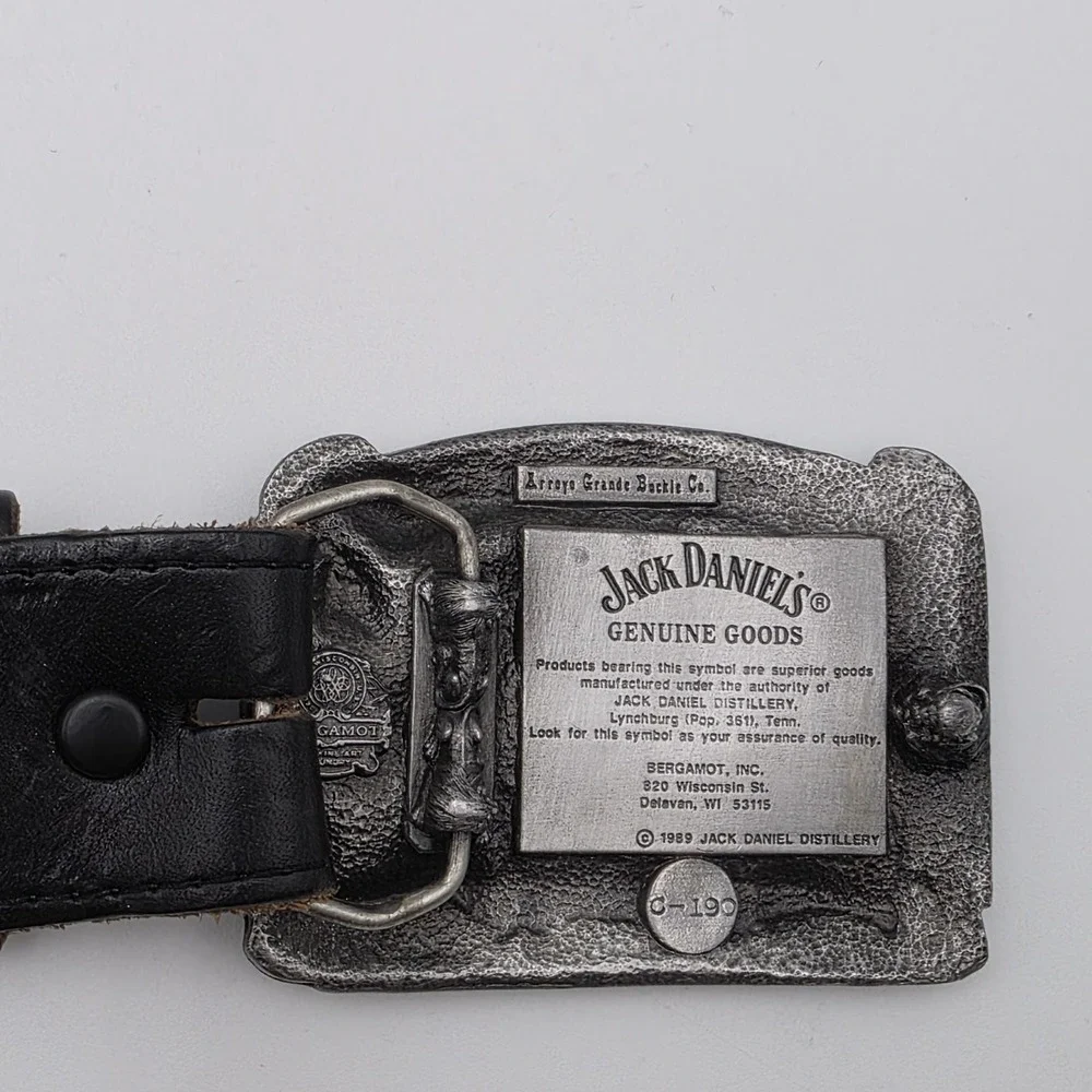 Jack Daniels Old Time Tennessee 1989 Black Leather Belt and Buckle 0801  Size 42